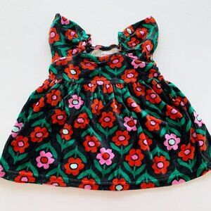 Hanna Andersson Baby Girl Print Velour Dress 6-12 Months